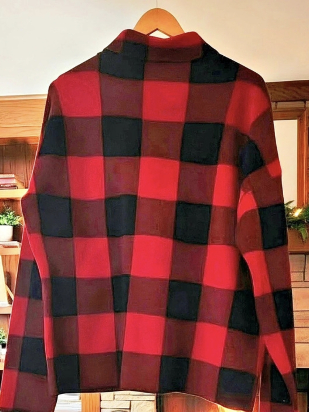 Rachel Zoe Plaid Crew Neck Sweater in Red & Black XL